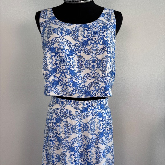 Joie Mosaic Print Crop Top and Midi Skirt Set, NWT Women's XL, Santorini Blue - Picture 14 of 16